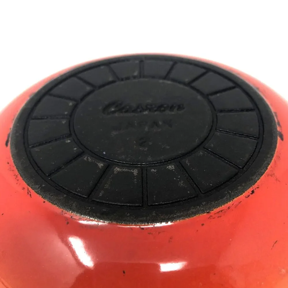 VTG Japanese Cookware Casron Flame Orange Enamel Cast Iron Skillet #2 Pan 6.5